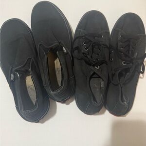 Two Vans Black Slip-On and short lace up